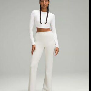 Lululemon Brushed Softstreme Ribbed Zip Flared Pant 32.5" Bone Size 10